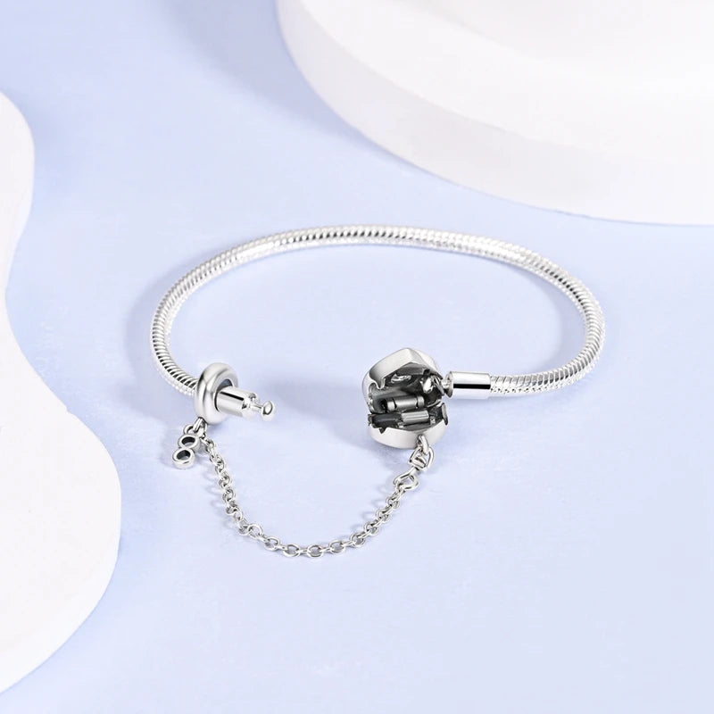 925 Sterling Silver Forever Love Peach Heart Bracelets Star Moon Airplane Earth Bracelets For Women Fit DIY Charms Party Jewelry