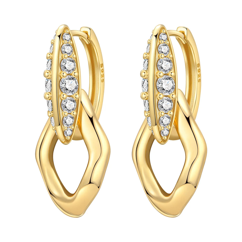 925 Sterling Silver Simple Diamond Shaped Ear Hook Hoop Earrings Jewellery