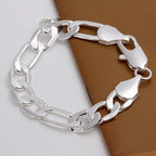 6/8/10/12mm Men Women Link Chain Bracelet 925 Sterling Silver Noble Jewellery