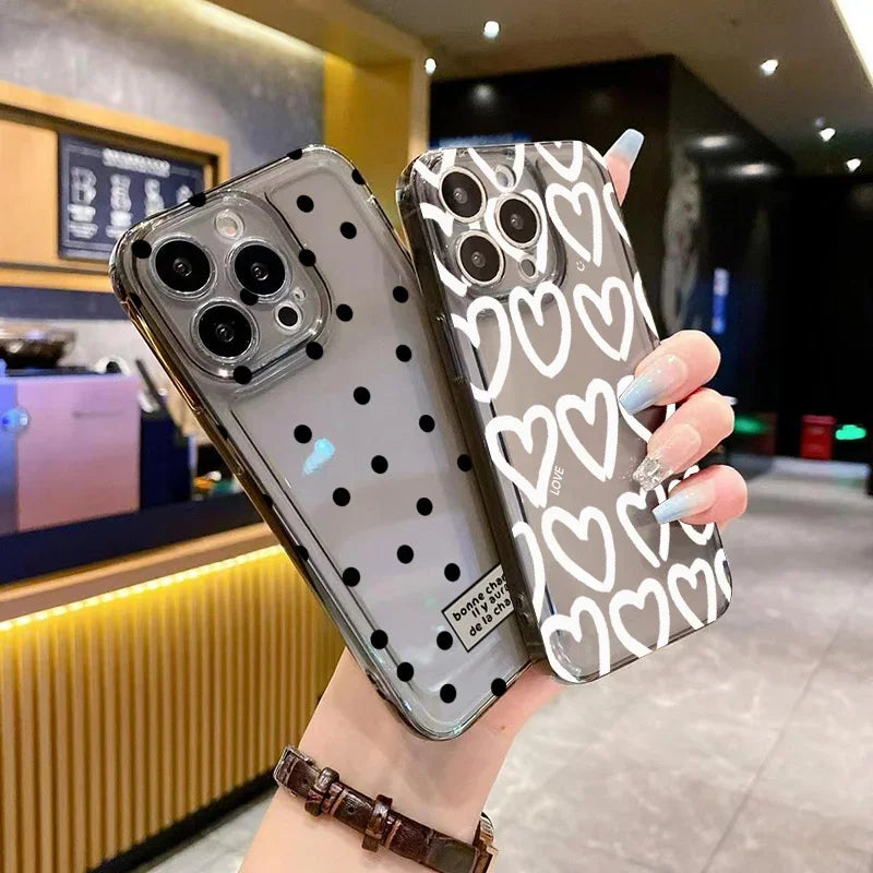 Cute Cartoon Love Heart Case for iPhone 17 16 15 14 13 12 11 Pro Max Mini