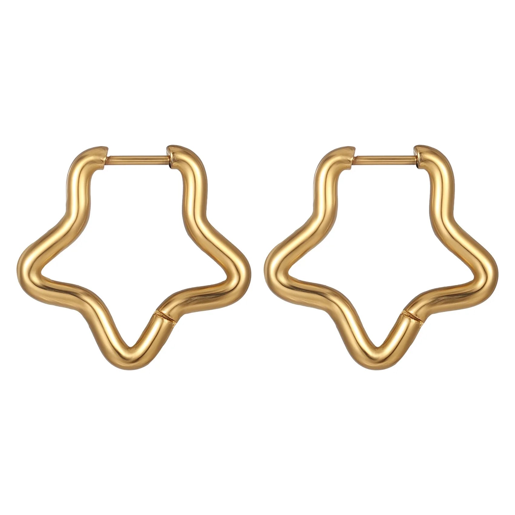 Fashion Minimalist Gold Colour Stainless Steel Heart Earrings Punk