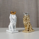 18cm Golden Crown Lion King Statue Nordic Handicraft Office Decoration Art Sculpture