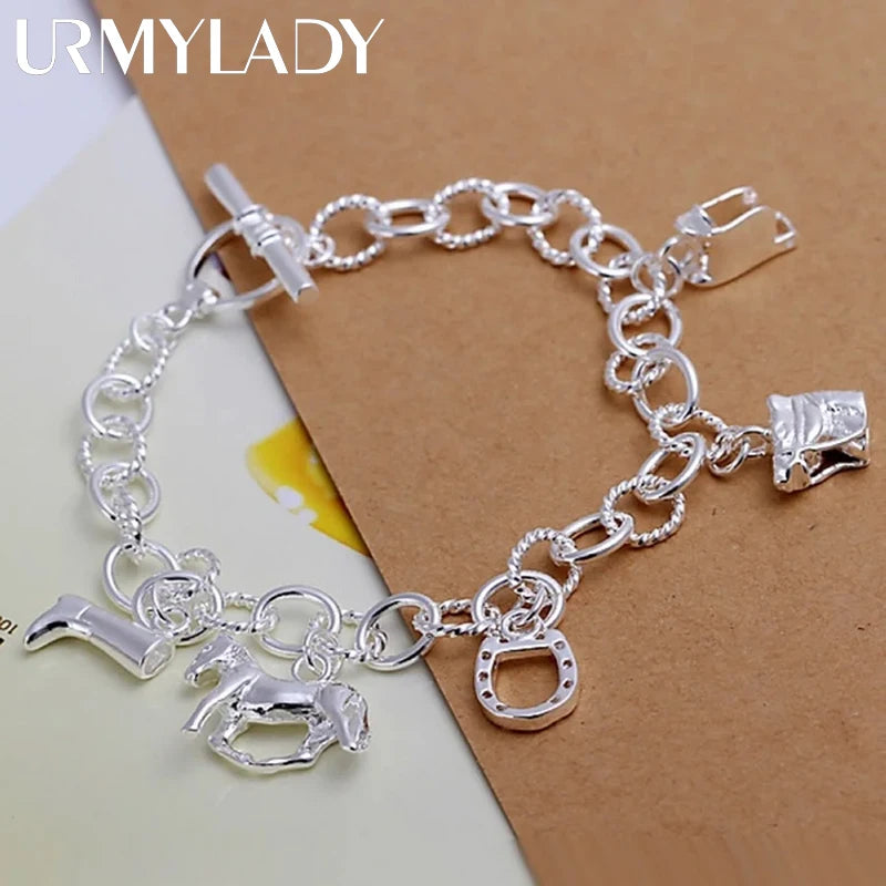 Horse Charm Bracelet 925 Sterling Silver Women High Quality Valentine Gift