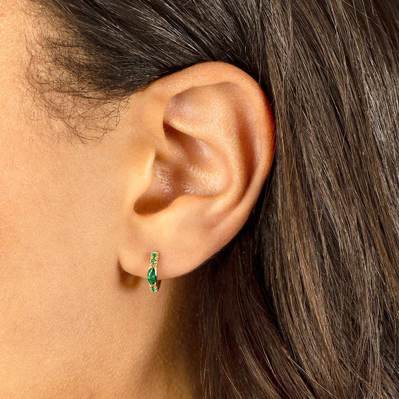 2023 Simple Stainless Steel Round Hoop Earring Colourful Zircon
