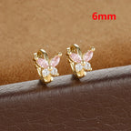 Stainless Steel Zircon Butterfly Minimal Hoop Earrings Gold Huggie