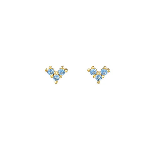 Classic Dark Blue Zircon Triangle Square Piercing Earrings Steel