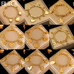 Golden Sun Moon Starfish Stainless Steel Bracelet Handmade Wrist Chain