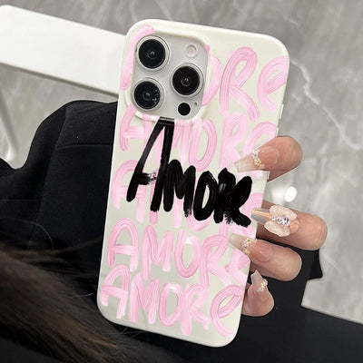 Korea INS English Amore Phone Case For iPhone 17 16 15 13 12 11 Pro Max 17Air 14 Plus 16E Shockproof Soft Silicone Shell Cover