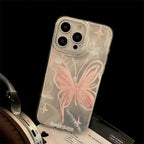 Pink Butterfly Laser Case for iPhone 16 15 14 13 12 11 Pro Max Plus XR XS