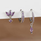 3PCS Trendy Gold Colour Square Zircon Hanging Earring Twisted Circle