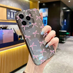 Cute Pink Bow Clear Case for iPhone 16 15 14 13 12 11 Pro Max XR XS 7 8 Plus