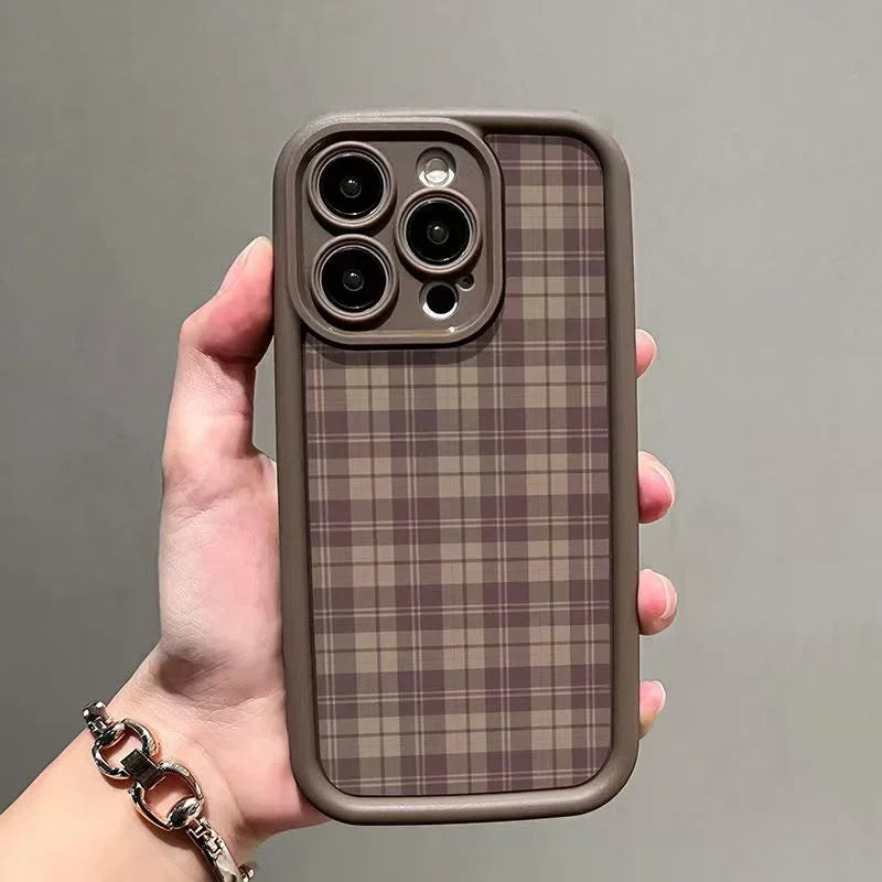 Retro Checkered Soft Case for Samsung Galaxy S25 S24 S23 S22 Ultra FE A55
