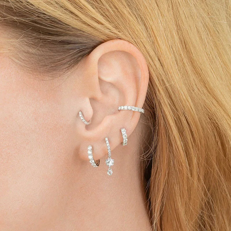 New Design Stainless Steel Zirconia Hoop Earrings Gold Colour Pendant