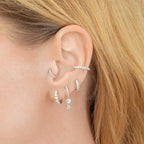 New Design Stainless Steel Zirconia Hoop Earrings Gold Colour Pendant