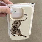Cool Black Leopard Lychee Case for iPhone 17 16 15 14 13 Pro Max