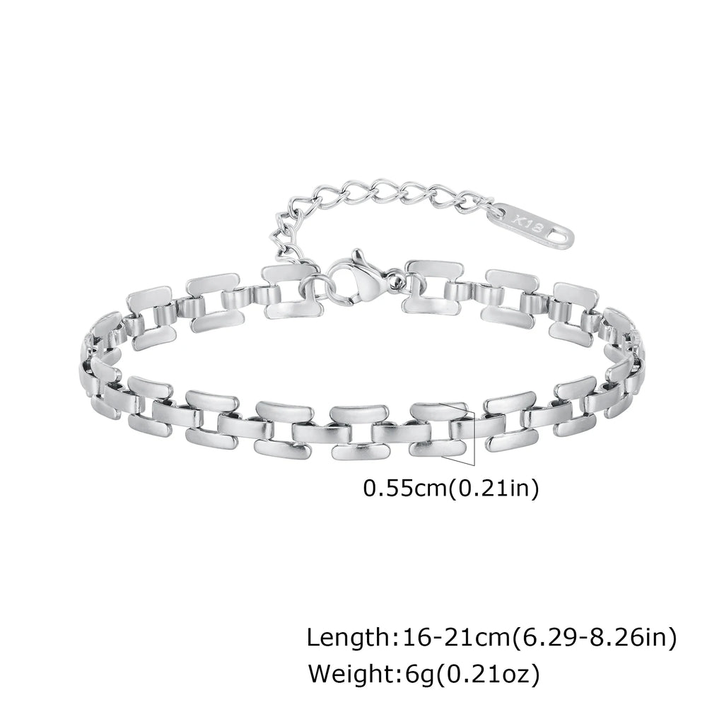 18k Gold Plated Mesh Link Bracelet for Women, Clavicle Chain Wrist Bracelet Polish Jewelry