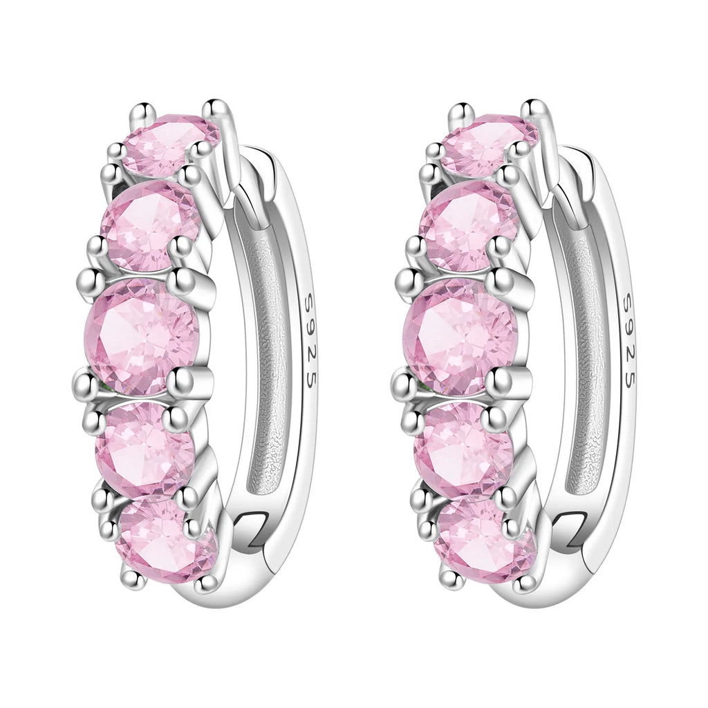 925 Sterling Silver Sparkling Blue Yellow Zircon Hoop Earrings Jewellery Gift