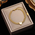 Heart Pearls Stainless Steel Charm Bracelet Girls Birthday Jewellery