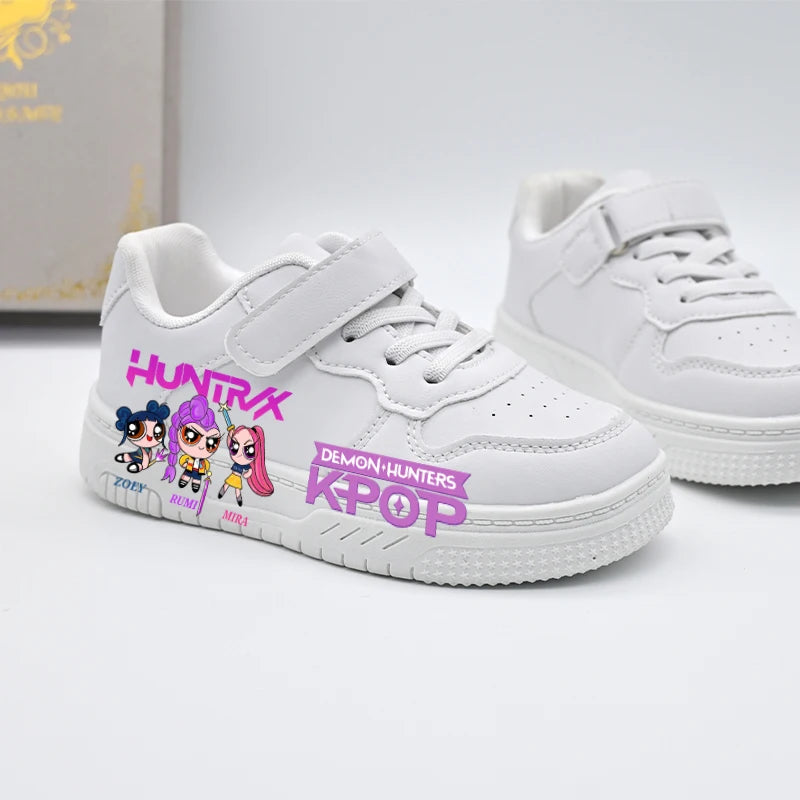 K-pop Girls Fashion Trainers 2026 Hunters Print White Sport Shoes