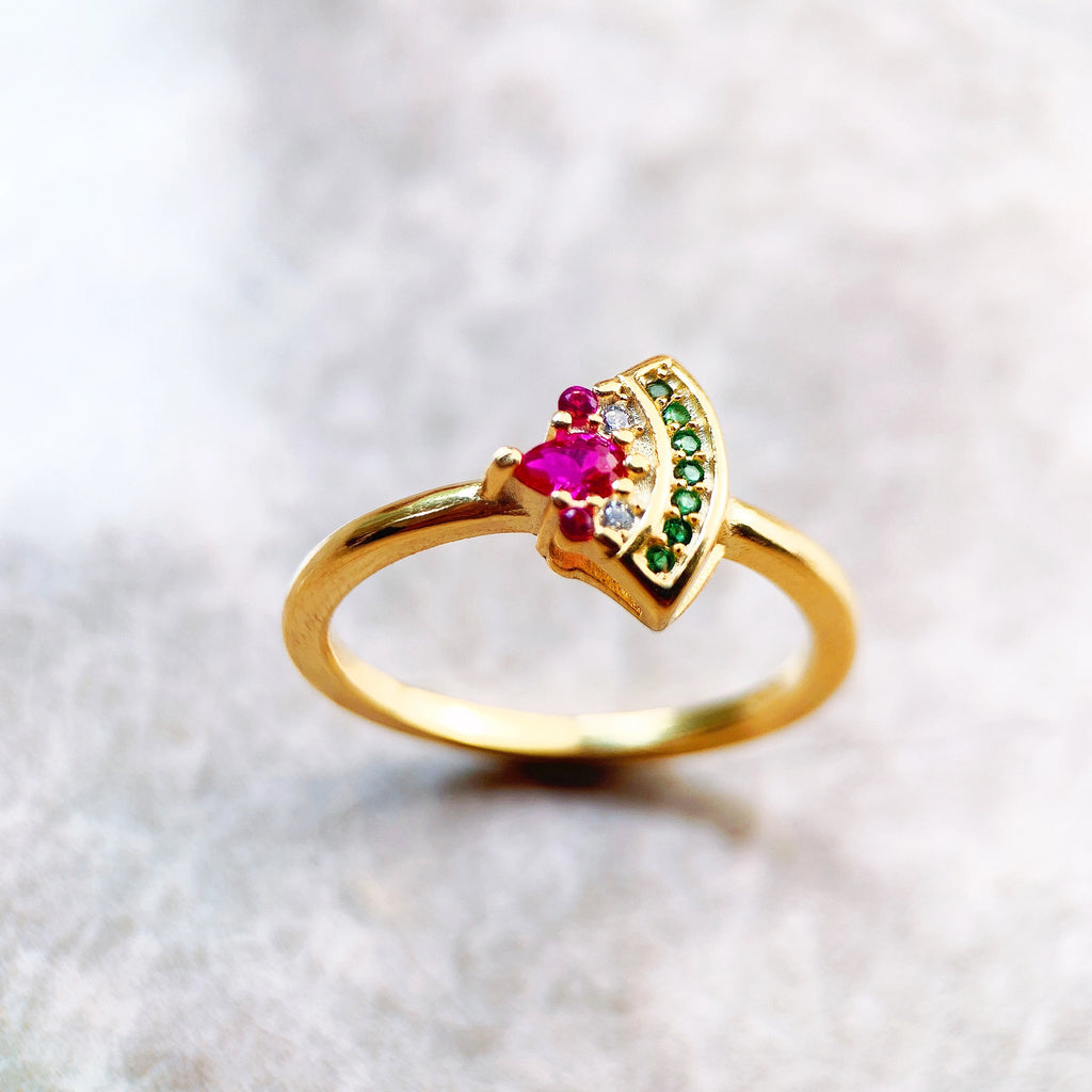 Golden Watermelon Ring 925 Sterling Silver Glam Fashion Stylish Jewellery