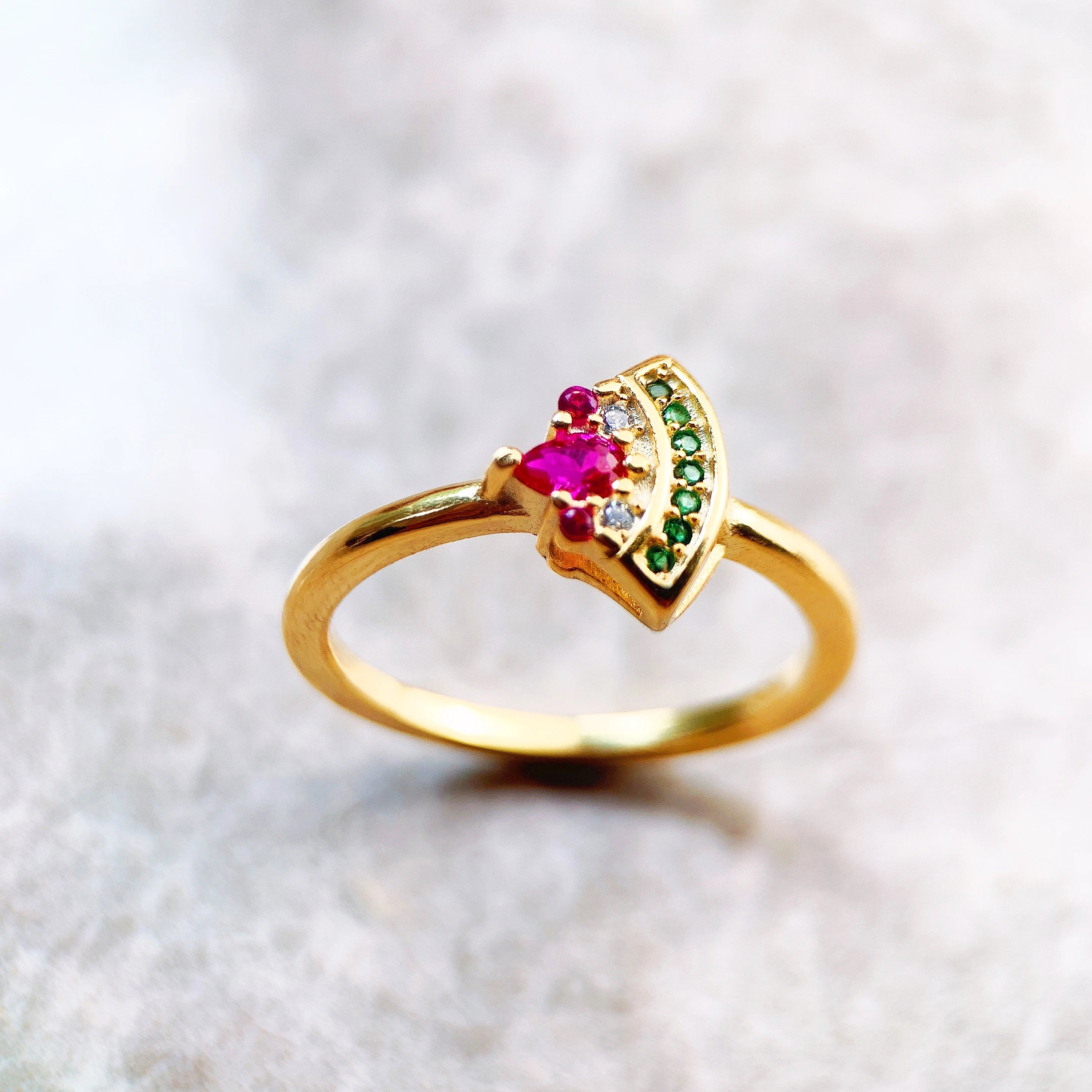 Golden Watermelon Ring 925 Sterling Silver Glam Fashion Stylish Jewellery