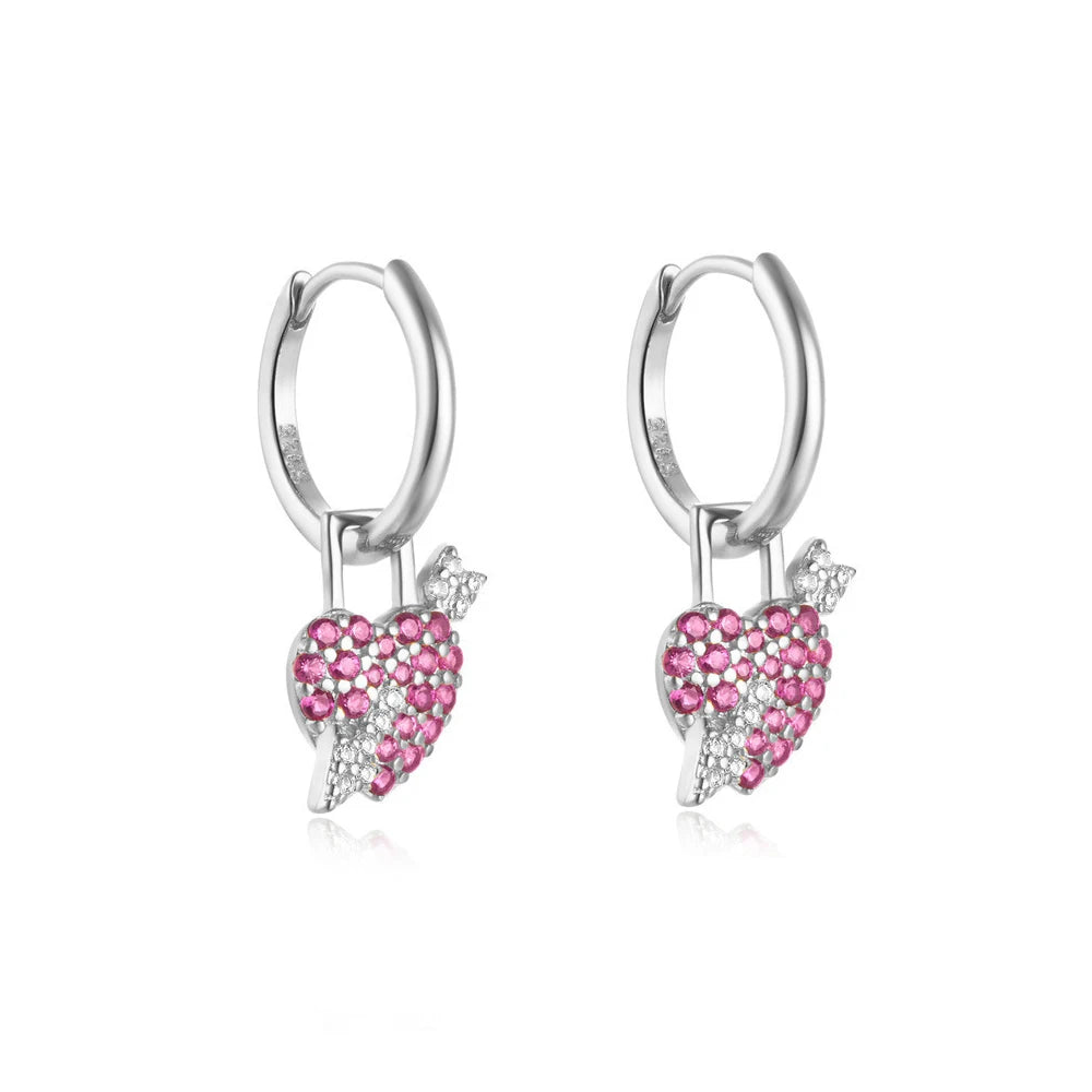 Cubic Zirconia Water Drop Hoop Earring Stainless Steel Geometry