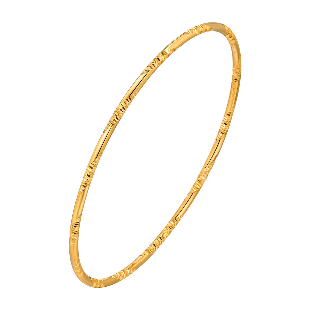 Women Bangle Bracelet Stainless Steel, 18k Gold Plated 2mm Stackable Glossy Thin Jewelry