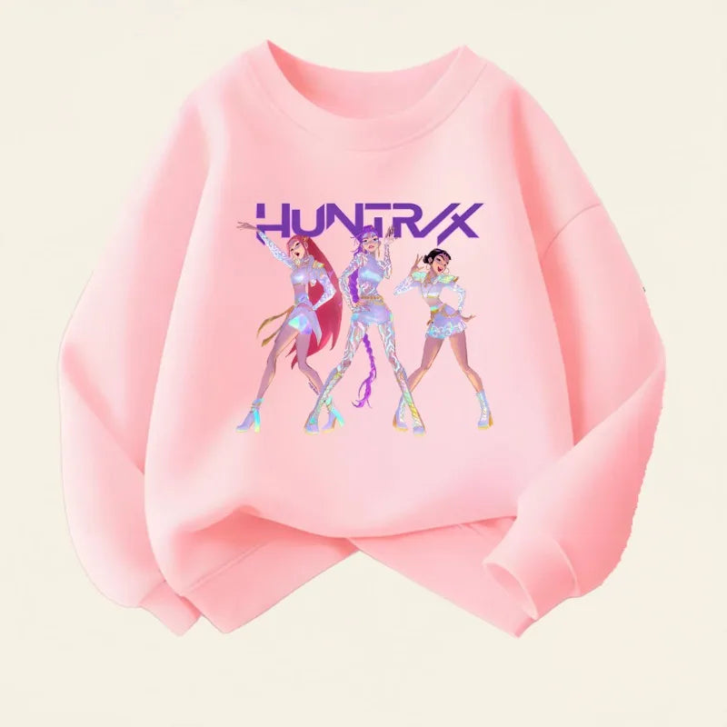 K-pop Girls O-Neck Thin Hoodies Spring Fall Casual Breathable Pullovers