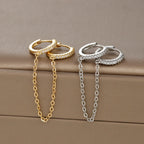 French Design Gold Colour Long Chain Flower Dangle Earrings Zircon