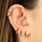 2023 Simple Stainless Steel Round Hoop Earring Colourful Zircon