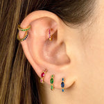 2023 Simple Stainless Steel Round Hoop Earring Colourful Zircon
