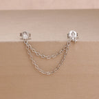 1Piece Stainless Steel Chain Tassel Star Earrings Double Piercing