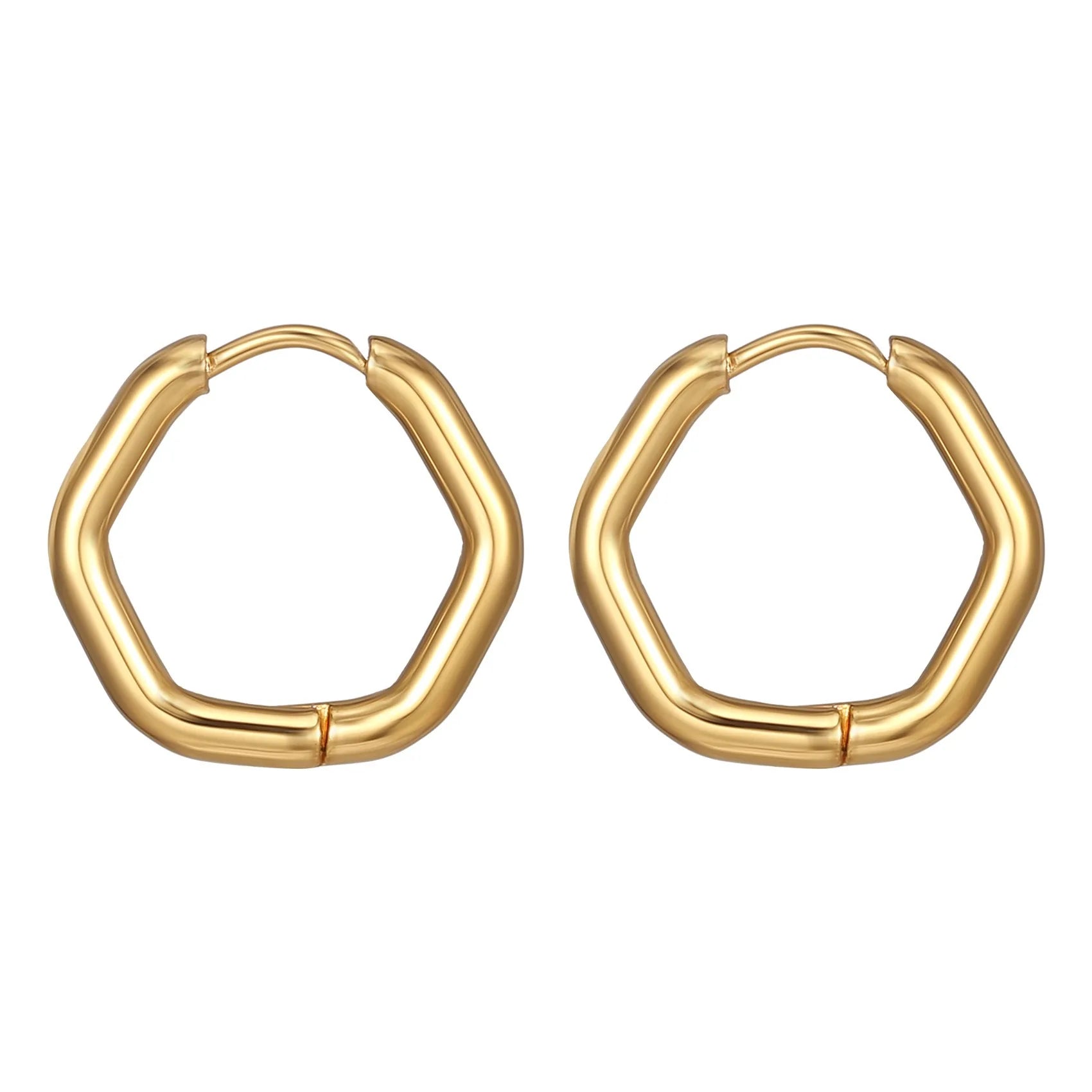 Fashion Minimalist Gold Colour Stainless Steel Heart Earrings Punk