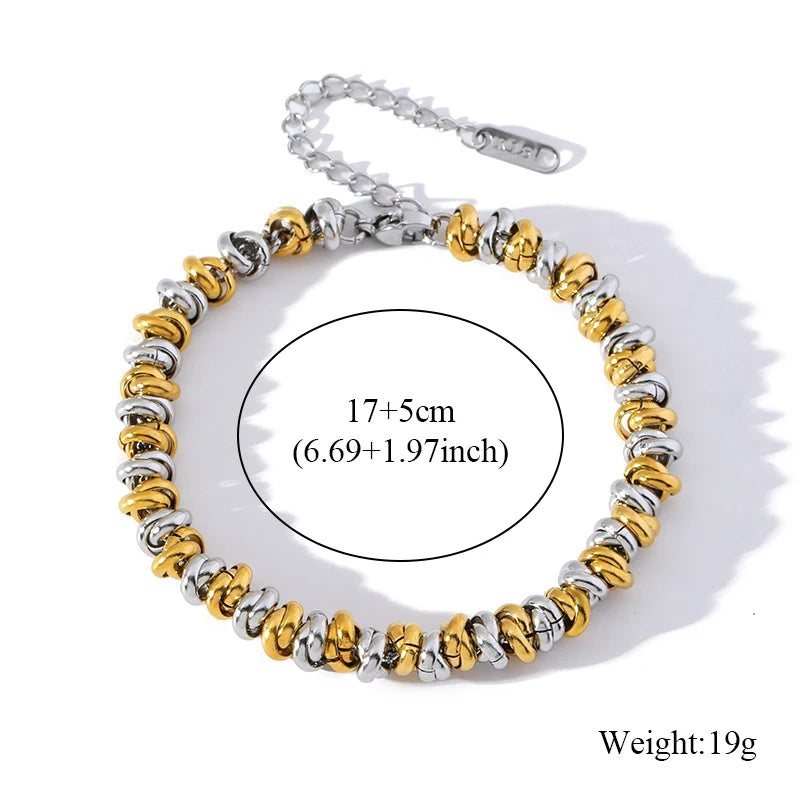 Gold Colour Stainless Steel Bangle 18K Plated Heart Wrist Chain