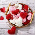 12 Knitted Heart Hanging Pendants Red Pink White Valentine's Day Decor Gift Ship from UK