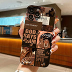 Leopard Print Slogan Case for iPhone 16 15 14 13 12 11 Pro Max
