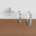 3PCS Sets Exquisite Flower Circle Hoop Earrings 14K Gold Plated