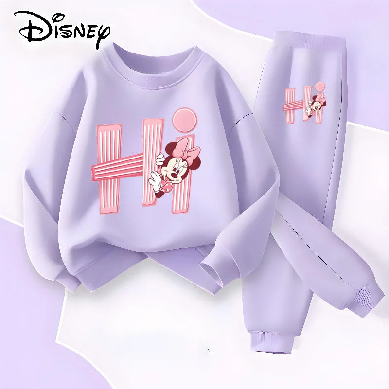 Disney Girls Long Sleeve Pullover Set Spring Casual Hoodies and Joggers