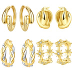 925 Sterling Silver Elegant Golden French Organ Hoop Earrings Trendy Jewellery