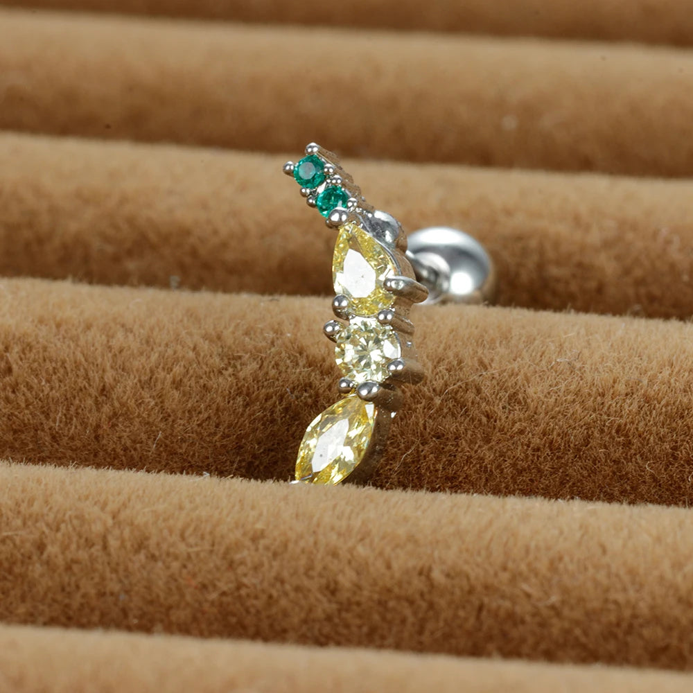 12 Styles Crystal Zircon Mini Fruit Stud Earrings Stainless Steel