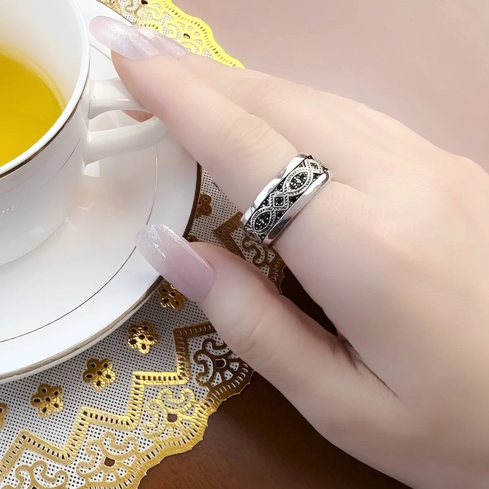 Gold Love Knot Wave Ring 925 Sterling Silver Fine Jewellery Women Men Gift