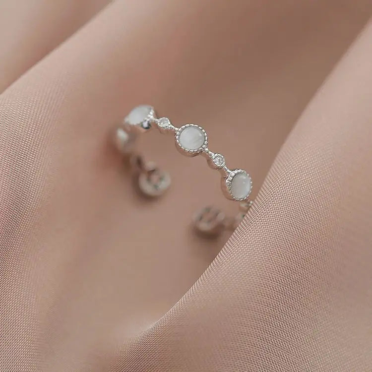 925 Sterling Silver Round Crystal Adjustable Ring Wedding Engagement Luxury Jewellery Accessory