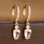 2PCS New Design Stainless Steel Heart Hoop Earring Vintage Zirconia