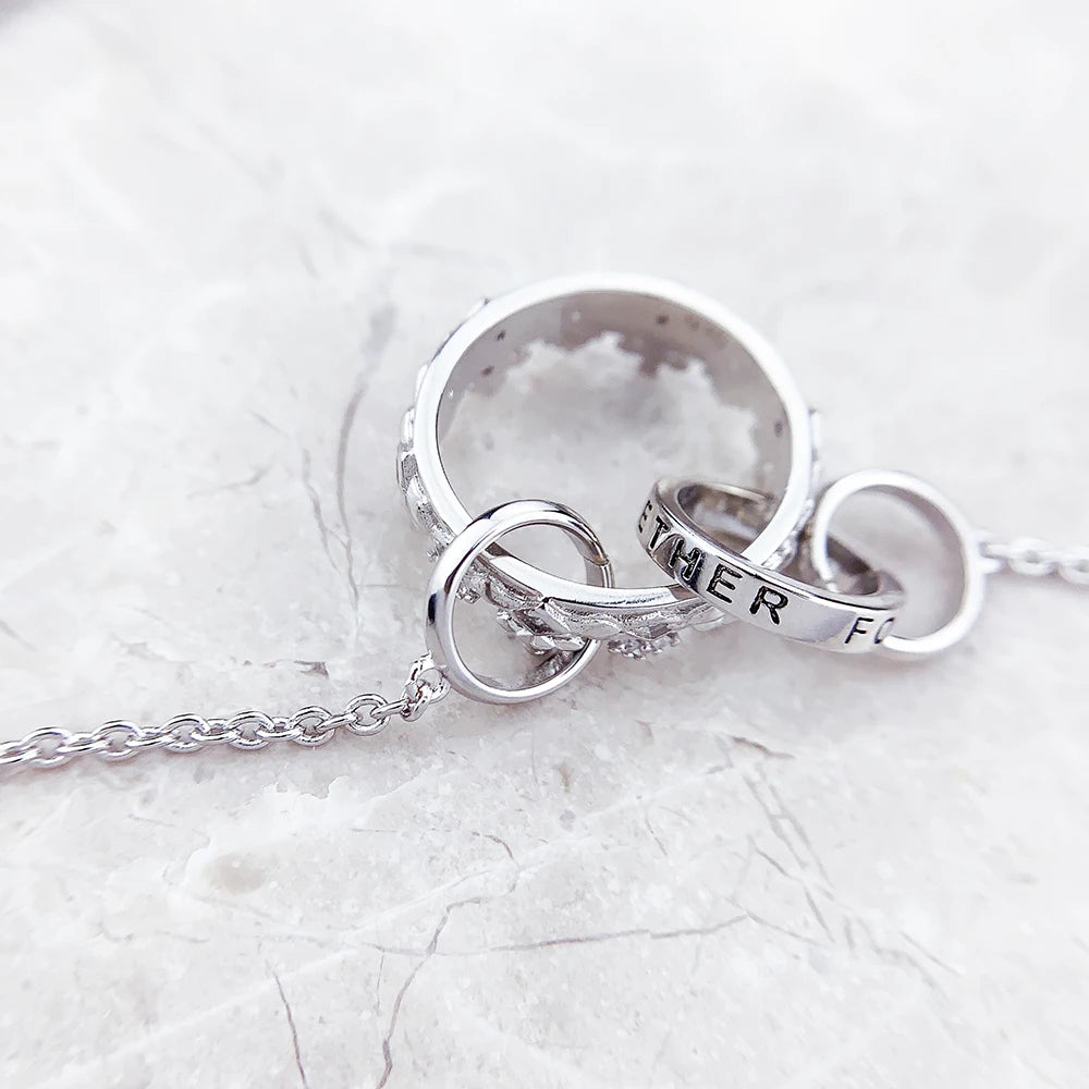 Queen Crown Link Chain Necklace 925 Sterling Silver Romantic Jewellery Gift