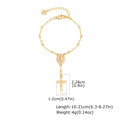 Catholic Cubic Zirconia Rosary Cross Beaded Link Bracelets, Oval Jesus Coss Jewelry, Religion Gold Plated Bracelet
