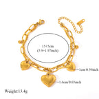 Gold Colour Stainless Steel Charm Bracelet Trendy Textured Jewellery