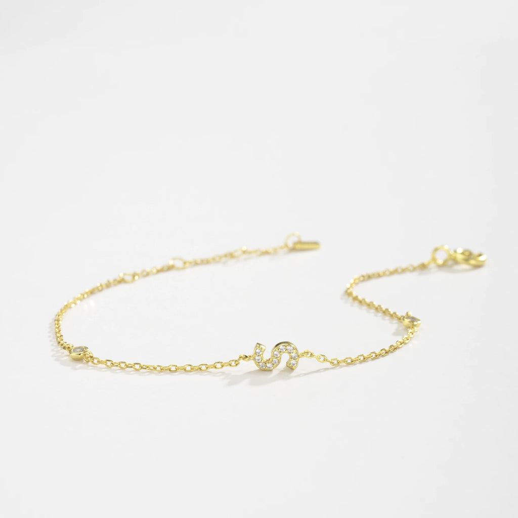 ANDYWEN 925 Sterling Silver Initial 26 Letters Alphabet Monogram Gold Name Bracelet Crystal CZ Zircon 2021 Fashionable Jewelry