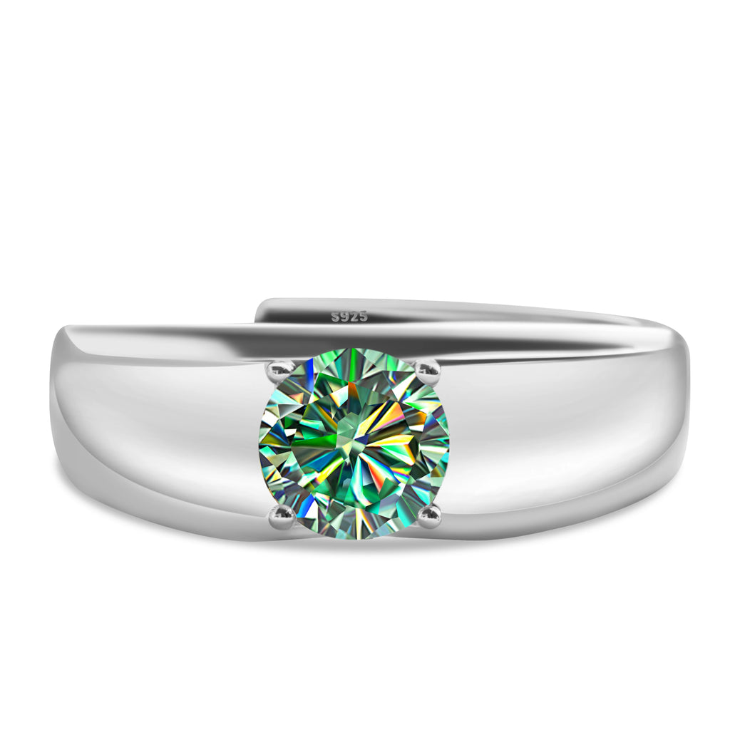 925 Sterling Silver Moissanite Ring for Men and Women, White Gold Plated, Engagement, Wedding Jewelry, Trend Gift, 1 Carat, 2024