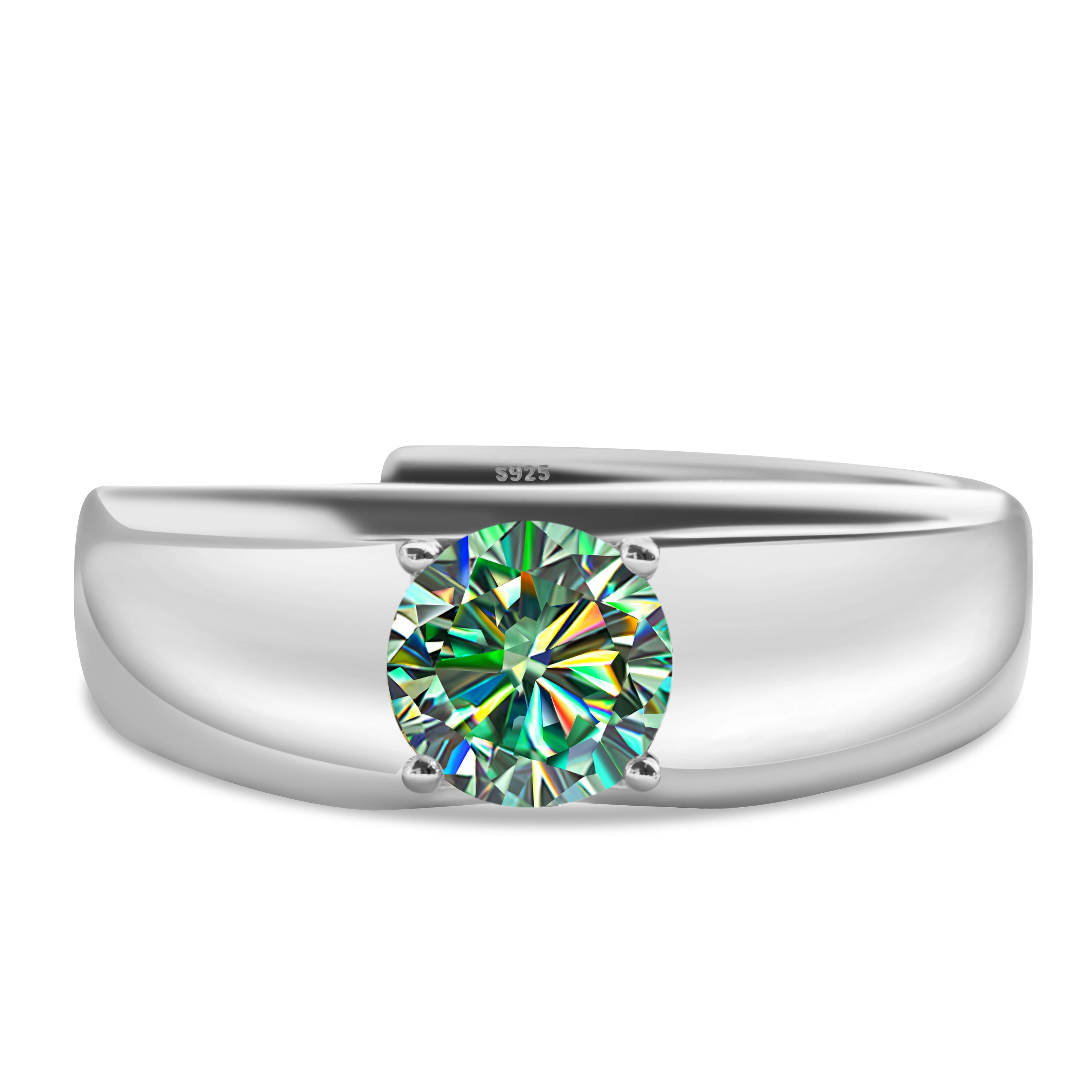 925 Sterling Silver Moissanite Ring for Men and Women, White Gold Plated, Engagement, Wedding Jewelry, Trend Gift, 1 Carat, 2024