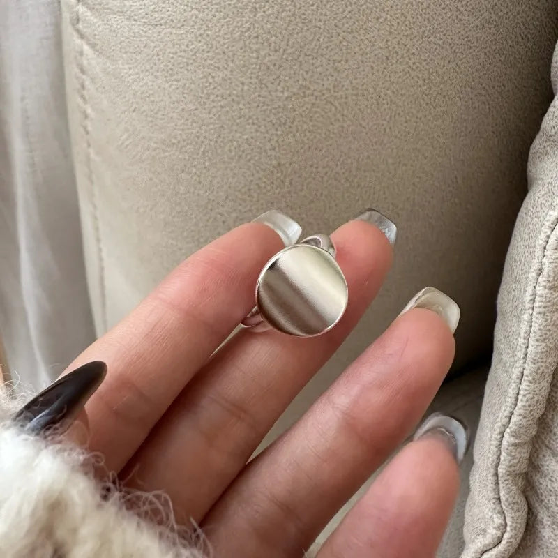 925 Sterling Silver Geometry Sanding Adjustable Rings For Women Elegant Wedding Luxury Jewelry Accessories Argent 925
